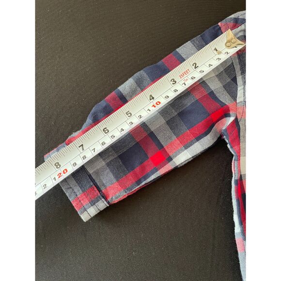 ~ Ben Sherman 3-6 mo Plaid Shirt Red / Blue / Navy Onesie Collar Buttons Cotton - Picture 8 of 11